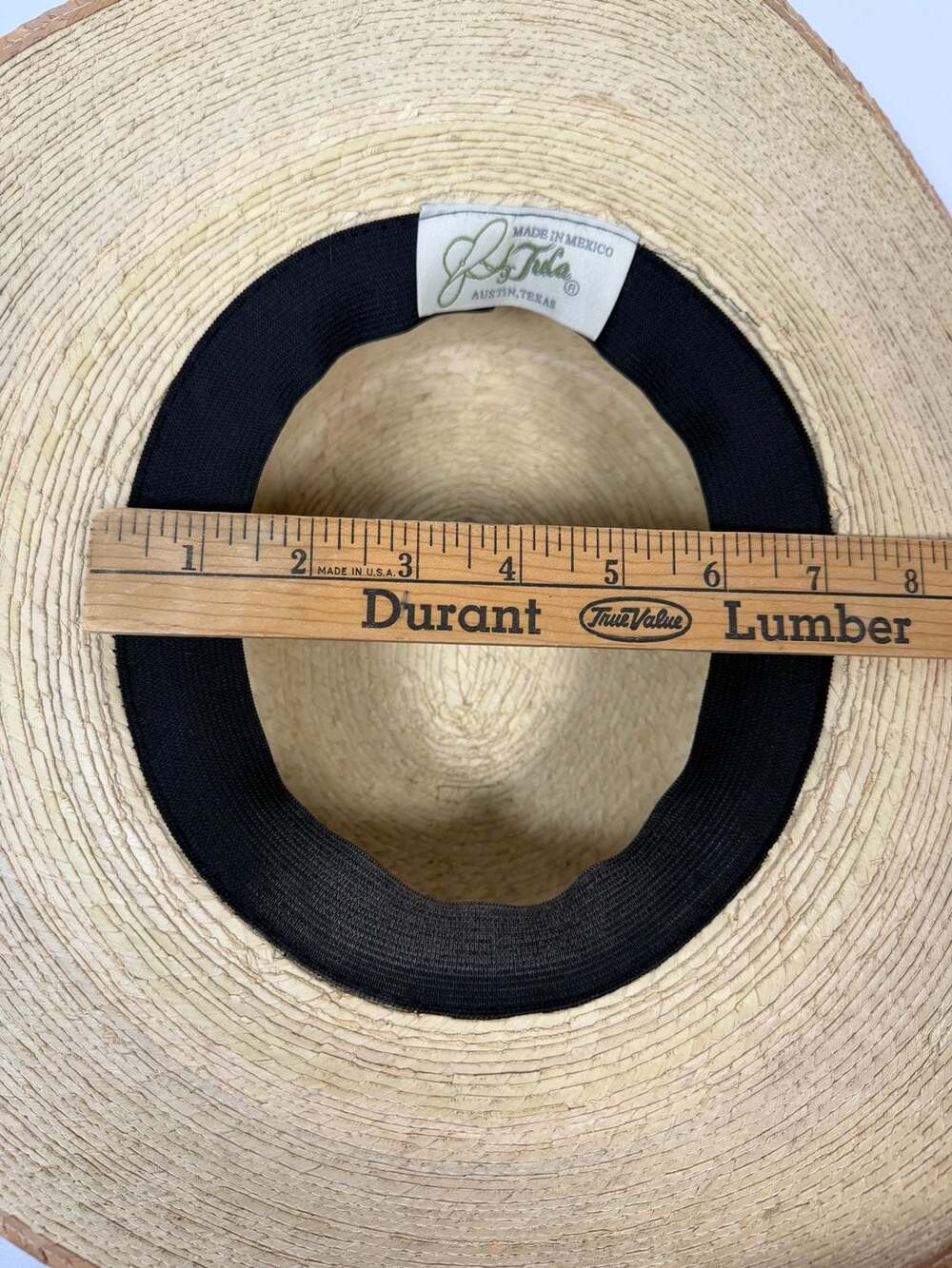 J. Tula Straw Boater Hat with Black Ribbon Band - Picture 6 of 7
